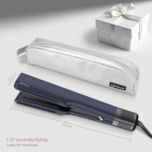 IG INGLAM Air Straightener, Style from Wet Hair, 2.2" Hair Dryer Straightener, 200M Negative Ionic, One-Step Air Straight for Medium and Long Length(14"-30"), Prussian Blue 7