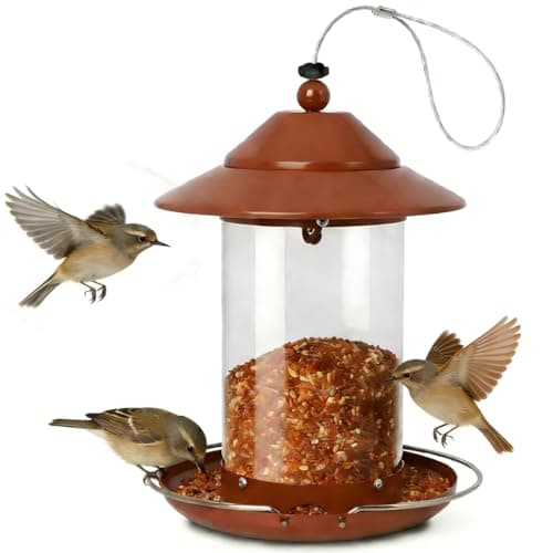 EnjoyCool Metal Bird Feeder for Outdoors – 2.4LB Hanging Bird Feeder with 360-degree, Weatherproof & Rust-Resistant, Easy to Fill & Clean for Wild Bird Feeders in Backyard & Garden(Copper)