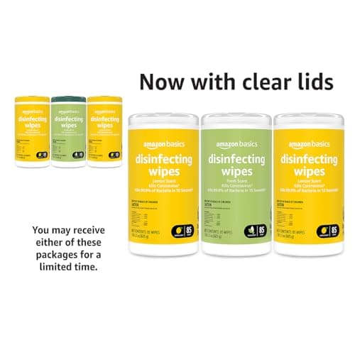 Amazon Basics Disinfecting Wipes, Lemon & Fresh Scent, Sanitizes/Cleans/Disinfects/Deodorizes, 255 Count (2 Packs Lemon, 1 Pack Fresh Scent) 7