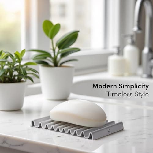 Xympo Aluminum Soap Dish (Pack of 2) – Rustproof Anodized Metal Soap Holder with Fast Drainage, Non-Slip Silicone Base, Modern Minimalist Design – Durable & Easy to Clean for Bathroom, Kitchen & Sink 6