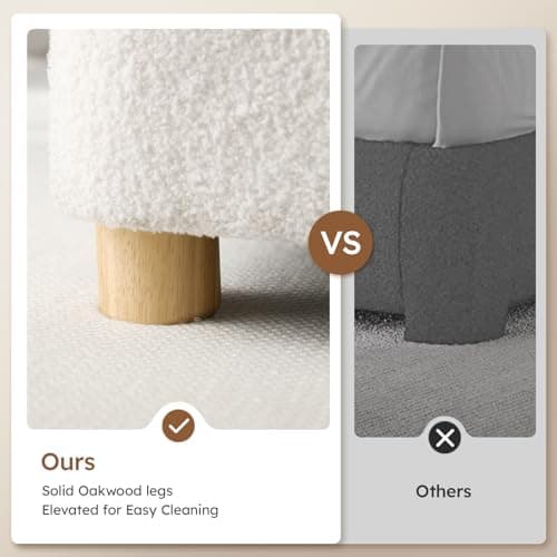 BERRY NEST Queen Size Cloud Bed Frame, Soft Boucle Bed Frame with Adjustable Headboard, Solid Wood Legs, Rounded Corners Design & Easy Assembly – Modern Platform Bed,Cream 5