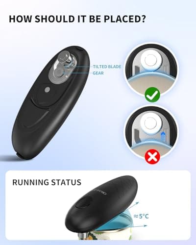 CIRCLE JOY Electric Can Opener, One-Touch Automatic Can Opening with Smooth Edges, Food Safety Handheld Battery-Operated Can Opener for Kitchen and Seniors, Black 5