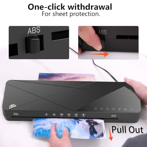 Crenova Laminator Machine 13 inch, Laminating Machine with 50 Laminating Sheets 60s Quick Warm Up Auto-Off, 6 in1 Lamination Machine ABS Jam Free for Home Office School, Black 5