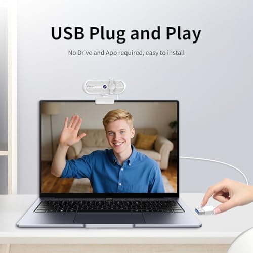 TOALLIN 2K Webcam for Streaming, 5 Million Pixels, Built-in Mic, FOV 90° Webcam with Tripod and Privacy Cover, USB Computer Camera for Laptop, Live-Streaming, Gaming, Video Calls 7