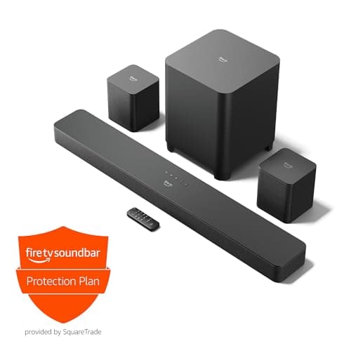 Introducing Amazon Fire TV Soundbar Plus with subwoofer and surround sound speakers with 2-Year Protection Plan