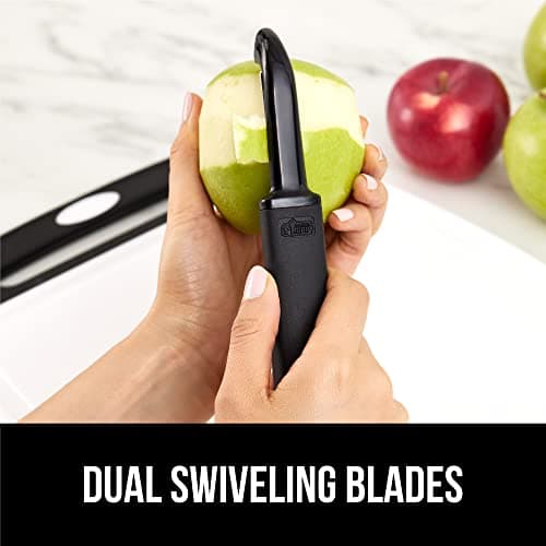 GORILLA GRIP Patented BPA-Free Sharp Stainless Steel Dual Swivel Vegetable Peeler, Soft Comfortable Handle, Smoothly Peel Apples Potatoes Carrots, Includes Blade Cover, Kitchen Tool Peelers, Black 5