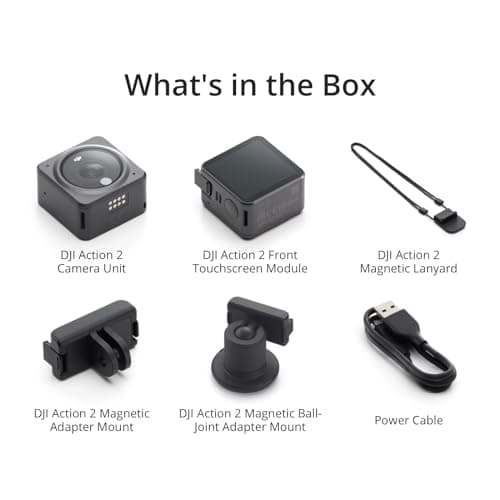 DJI Action 2 Dual-Screen Combo (32GB) WITHOUT Magnetic Protective Case, 4K Action Camera with Dual OLED Touchscreens, 155° FOV, Magnetic Attachments, Stabilization, Underwater Camera Ideal 5