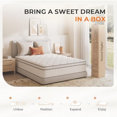 Sweetnight 12 Inch Queen Size Mattress in a Box for Motion Isolation & Body Support, Plush Hybrid Queen Mattresses with Comfort Foam & Individual Pocket Innerspring, CertiPUR-US Certified 7
