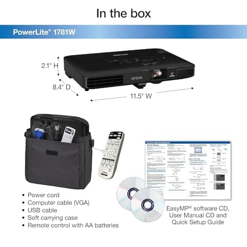 Epson PowerLite 1781W WXGA 3200 Lumens Equal Color and White brightness, Wireless 3LCD Portable Projector - Black 5