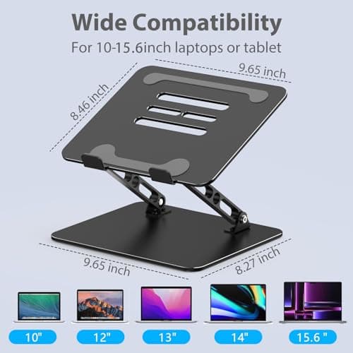 Gogoonike Adjustable Laptop Stand for Desk, Metal Foldable Laptop Riser Holder, Portable Desktop Book Stands, Ventilated Cooling Computer Notebook Stand Compatible with 10-15.6” Laptops 5