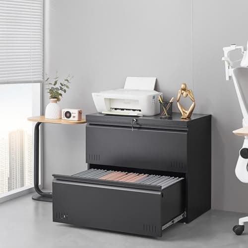 Approgreent 2 Drawer File Cabinet, File Cabinets for Home Office, Printer Stand, File Cabinet with Lock, Lateral Filing Cabinet for A4/Letter/Legal Size File Folders, Assembly Required(Black) 7