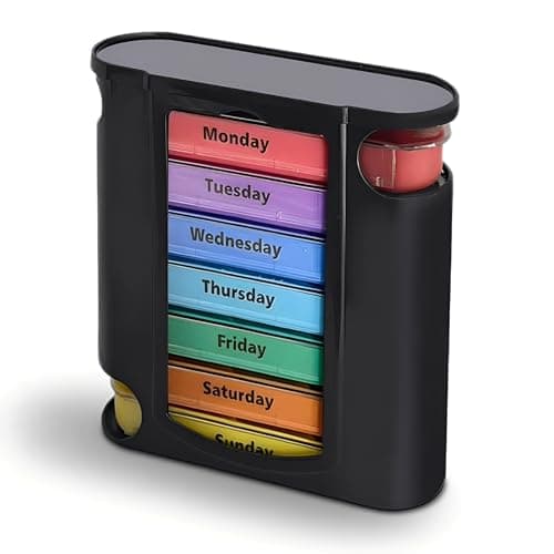 Weekly Pill Organize,7 Day Pill Organizr 4 Times a Day Medication Reminder, Medicine Organizer with 7 Individual Stacking Cases for Medication, Vitamins, Fish Oils,Supplements