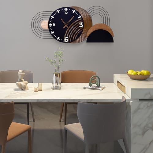 39.3X17.7 inch Extra Large Wall Clock, Modern Luxury Wood and Metal Decorative Clocks for Living Room, Silent Non-Ticking Big Hanging Clock, Battery Operated Wall Decor Gift Idea 6