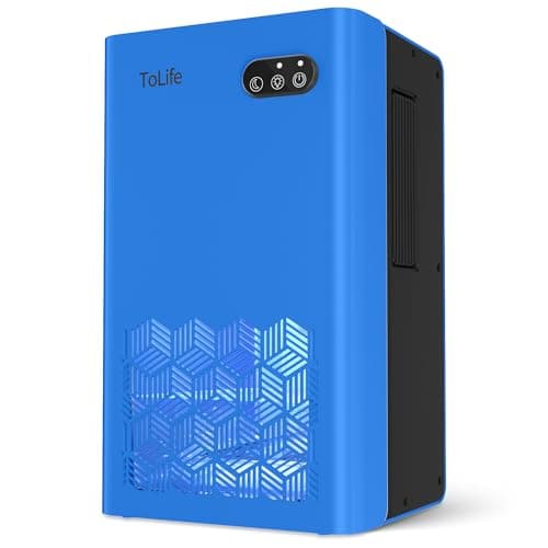 ToLife Dehumidifier for Home, 1000 sq.ft Dehumidifiers for Basement Bedroom Bathroom with 95 OZ Water Tank, Auto Shut Off 7 Colors LED Light, Blue