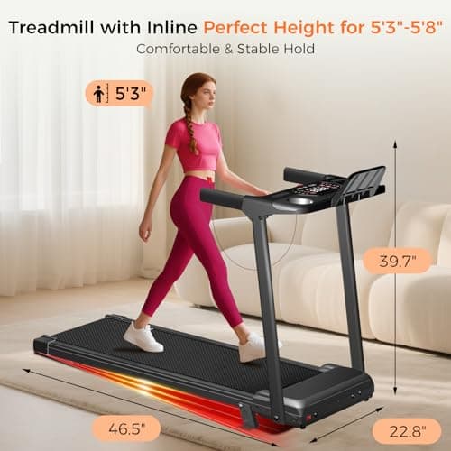 Aiteid Treadmill with Incline,3.0HP Small Treadmills for Home,Portable Electric Treadmill with Handles,Lightweight Walking Pad,Compact Running Treadmills,Walking Pad with Handle,300LBS Capacity(Black) 9