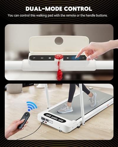 RUNFREELY Walking Pad Treadmill with Optional Handle, 3 in 1 Under Desk for Walking, Jogging & Running, Portable Compact for Home Office, 2.5HP Quiet Motor, White/Black 4