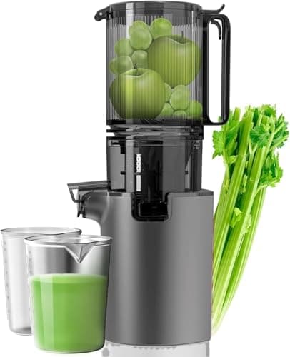 Cold Press Juicer, 5.8" Wide Feed Chute Juice Extractor Machine with 400W, High Juice Yield, Slow Masticating Juicer for Whole Vegetables & Fruits, Gray