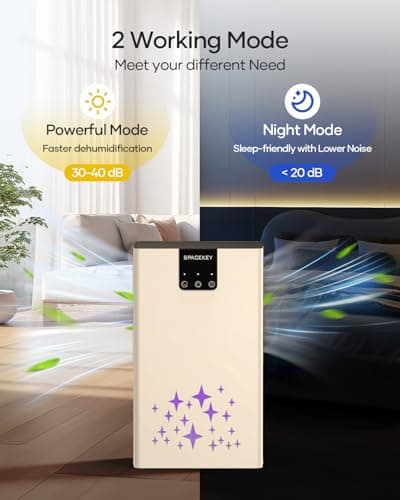 Dehumidifier, 95 OZ Water Tank Dehumidifiers for Home, 1000 sq. ft. Dehumidifier for Basement Bathroom Bedroom with Auto Shut Off, 7 Colors LED Light, Quiet Dehumidifiers with Sleep Mode, Beige 5