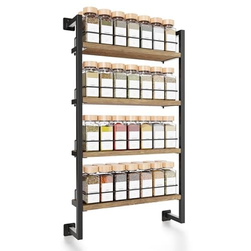 ZICOTO Space Saving Spice Rack Organizer Shelf for Wall Mount - Easy To Install Modern Hanging Racks For up to 56 Jars - Perfect Seasoning Organizer For Your Kitchen