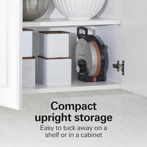 Hamilton Beach Belgian Waffle Maker with PFAS-Free Non-Stick Ceramic-Coated Plates, Browning Control, Indicator Lights, Stainless Steel (26081) 7