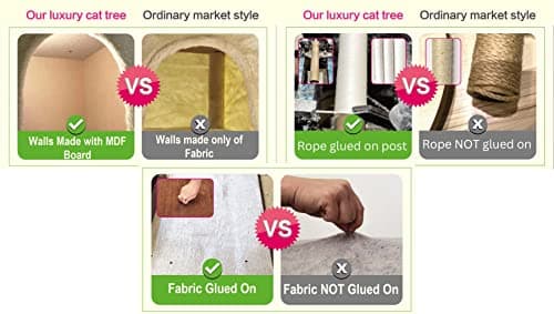 Go Pet Club 72" Tall Cat Tree Tower with Cat Condos - Large Cat Tree - Cat Tower for Indoor Cats - Play Scratch Hide Climb Activity Furniture with Toy - Beige 6