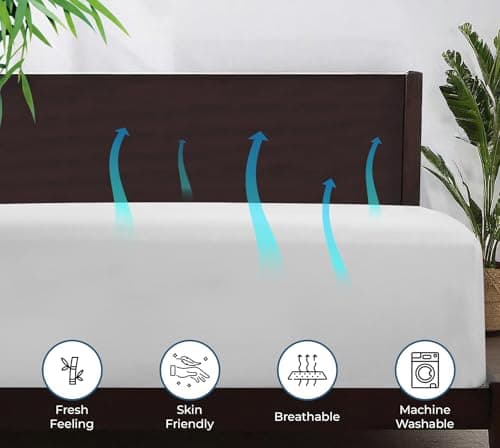 Royale Linen Bamboo Viscose Fitted Sheet King Only - Cooling King Size Fitted Sheets - Deep Pocket Up to 16" - Organic Viscose Derived from Bamboo - Breathable & Silky Bottom Sheet (78x80 Inch, White) 9