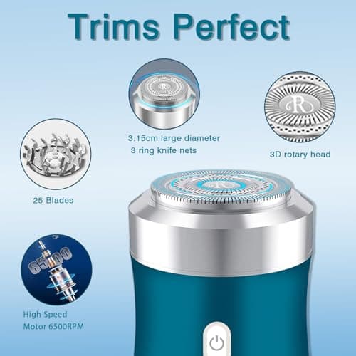 Opdooke Mini Electric Razor,Wet Dry Electric Shavers for Men Women,30 Day Battery Life,Powerful Men's Shaver Used for face Chest Leg Shaving,Travel Size Toiletries for Travel Car Home,Blue 7