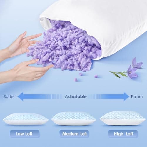 Iwacool Cooling Pillows Queen Size Set of 2 Pack, Shredded Memory Foam Pillows for Sleeping, Luxury Cooling Gel for Hot Sleepers, Adjustable Soft & Firm for Side Back Stomach Sleepers 6