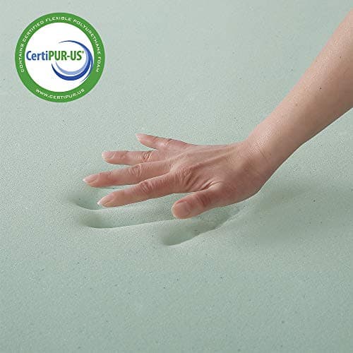 Best Price Mattress Mellow 4 Inch Memory Foam Mattress Topper with Cover, Calming Green Tea Infusion, Short Queen 6