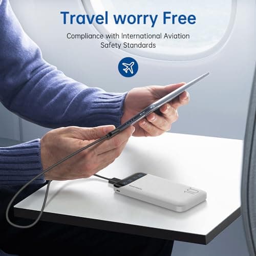 Power Bank 10000mAh Portable Charger Slim External Battery Pack with 2 USB 2.4A Outputs and USB C in/Out Compatible with Huawei iPhone 16 15 14 13 12 iPad Samsung Galaxy S20 Android Tablet (White) 6