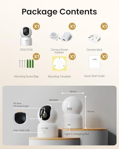ZOSI Indoor Pan/Tilt Smart Security Camera,2K 360 Degree Baby Pet Monitor,Plug-in 2.4G/5G Dual-Band WiFi Home Cam with Phone App,Night Vision,Person Detection,2 Way Audio,Cloud & Memory Card Storage 9