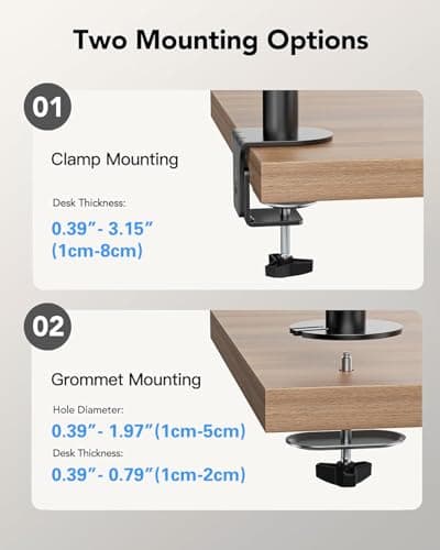 HUANUO Dual Monitor Mount up to 32 Inch Screens, Heavy-Duty Steel Dual Monitor Stand, Full Motion Adjustable Arm with Tilt, Swivel, Rotate, Holds up to 17.6 lbs per Arm, VESA 75/100mm 8
