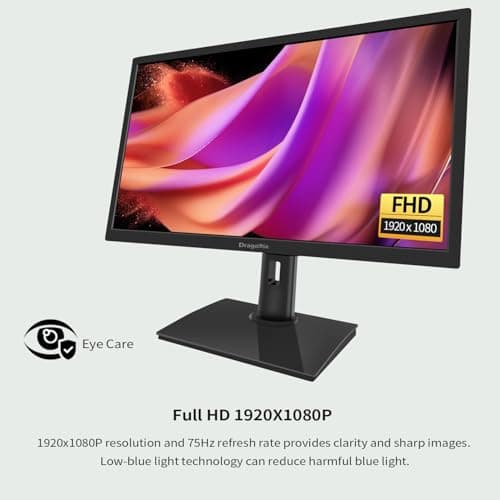 23.8 Inch Touchscreen Monitor FHD 1920x1080P, Height/Pivot/Swivel/Tilt Adjustable Desktop PC Touch Display with Built-in Speakers, HDMI, VGA, Type-B, 75Hz Computer Touch Screen Monitor, VESA, Black 7