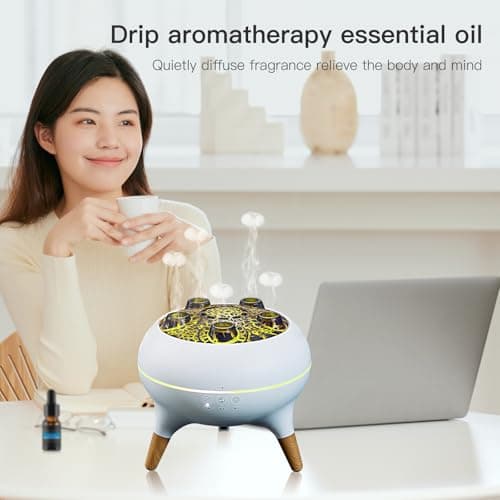 BLOIMP Essential Oil Diffuser 250ML,Jellyfish Diffuser Air Humidifiers Sound Pickup Ultrasonic Aromatherapy Diffuser Remote Control 7 Color Lights for Home Bedroom Office Hotel(White) 7