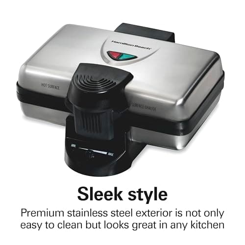 Hamilton Beach Belgian Mini Waffle Maker with Shade Control, Makes 2 at Once, Create Personalized Keto Chaffles and Hash Browns, PFAS-Free Non-Stick Plates, Compact Design, Stainless Steel (26009) 7