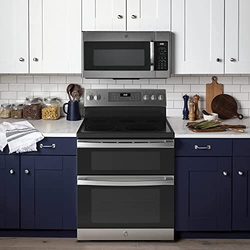GE 30 in. Freestanding Electric Double Oven Convection Range with Self-Clean and No-Preheat Air Fry – Slate (JBS86EPES) 5