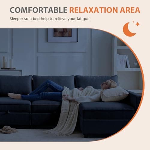 Sweetcrispy Convertible Sectional Sofa Couch, 4 Seat Sofa Set with Storage for Living Room, L-Shaped Modern Modular Sofa Sleeper with Ottoman, Comfy Sofa Couch with Extra Deep Seats, Grey 7