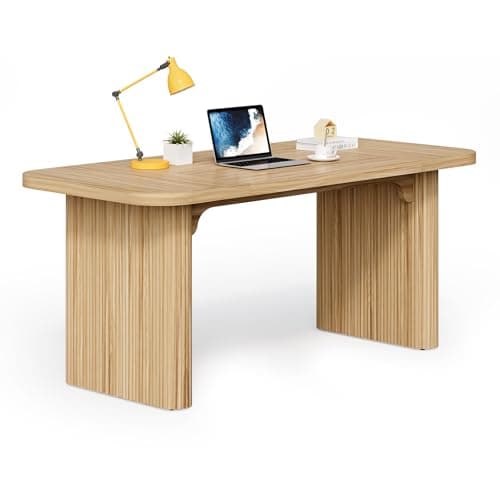 LITTLE TREE 62-Inch Home Office Computer Desk, Large Writing Desk with Textured Double Base, 5 ft Conference Meeting Seminar Table for Office