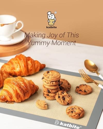 Silicone Baking Mat, Katbite Large Baking Mat Set of 3-2 Half Sheets Mats (11 5/8" x 16 1/2") + 1 Quarter Baking Sheets, Reusable & Nonstick Bakeware Mats for Cookies, Macarons, Bread and Pastry 8