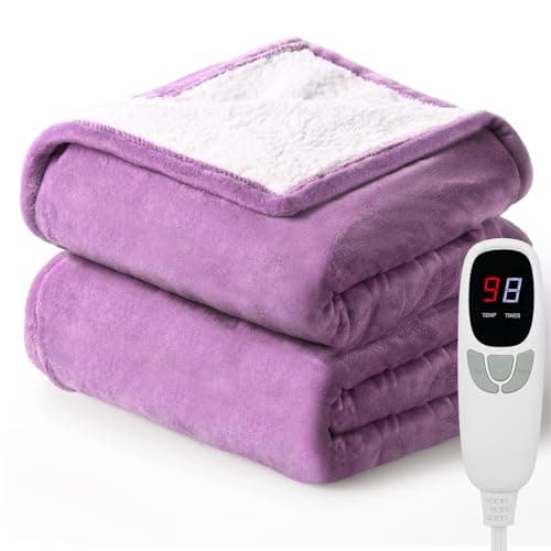 EDENLUNE Heated Blanket Throw Electric Blanket 50''x60'' Heating Blanket with 9 Heating Levels 10 Timer Modes Auto-Off Fast Heating Overheat Protection ETL Certified Machine Washable Gift