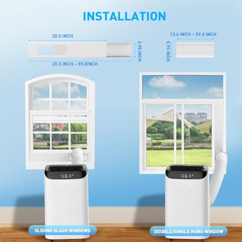 14,000 BTU Portable Air Conditioner Cools Up to 700 Sq.Ft, 3-IN-1 Energy Efficient Portable AC Unit with Remote Control & Installation Kits for Large Room, Campervan, Office, Temporary Space 9