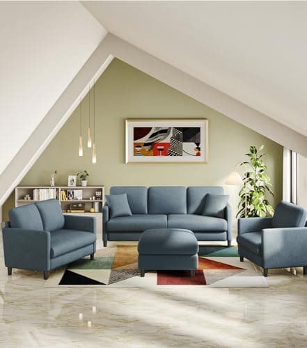 Welzona Loveseat Sofa, 51" Love Seat, Comfy Teddy Small Loveseat for Small Spaces, Tool-Free Setup Sofa Couch for Bedroom, All-Wood Couches for Living Room, No Pillow Included, Blue Grey 8