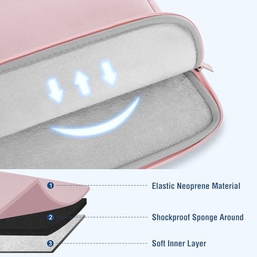MOSISO Laptop Case 13.3 inch, 13-13.3 inch Laptop Sleeve Bag Compatible with MacBook Air/Pro 13/Pro 14 M5 M4 M3 M2 M1, HP Dell ASUS Lenovo, Neoprene Computer Sleeve Bag with Small Case, Baby Pink 2