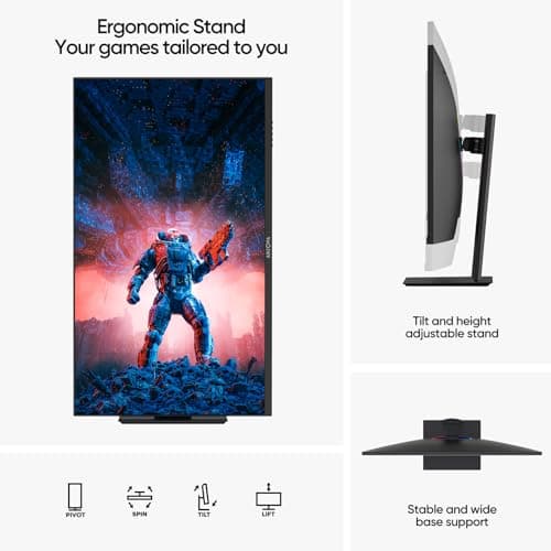 ARZOPA 32” 4K UHD (3840x2160) Gaming Monitor 144HZ IPS Screen, Height Adjustable Stand, VESA Mountable, Support AMD Freesync & NVIDIA G-Sync, DP 1.4, HDMI 2.1 -M3RC 6