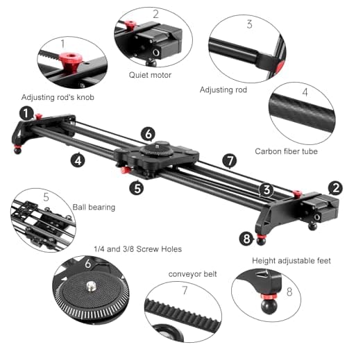 GVM Carbon Fiber Motorized Camera Slider - 31"/80CM with Remote Control, Supports Time-Lapse Photography, Video Mode, Tracking Shooting for Most Cameras 5