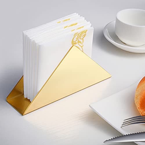Gold Stainless Steel Napkin Holder, Modern Triangle Cocktail Napkin Dispenser Organizer for Kitchen Countertops, Dinner Tables, Picnic Tables 6