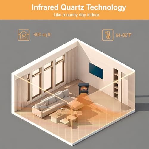 Innoflame 18" Electric Fireplace Stove, Freestanding Fireplaces Heater with Realistic Flame, Remote, Timer, Adjustable Brightness, Thermostat, 1500W, Black 4