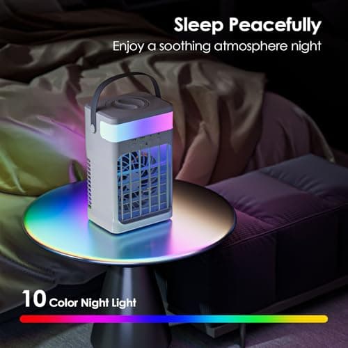Fioge Portable Air Conditioner, Cooling Fan with 3 Speeds & 3 Modes, Evaporative Mini Air Conditioner Fan with Remote for Home/Office, Night Light, 1500 ml 6