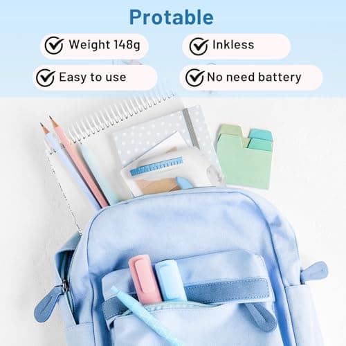 Embossing Label Maker Machine with Tapes, Portable Retro Embossed Label Maker, Vintage Mini Embosser Labeler, Handheld Label Printer for Home, Office and Outdoor, Blue 7