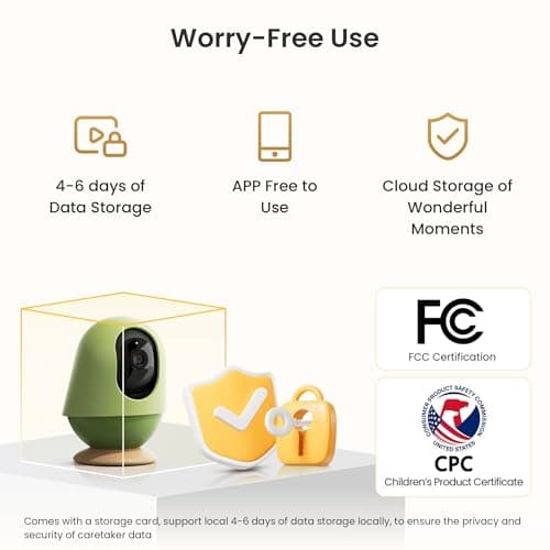 Monai Baby Monitor with Camera and Audio, 3K UHD, 6X Zoom, Room or Travel, Pan 350° Tilt 65°, Cry Detection, Virtual Fence, Face-Cover Alerts, Sleep Monitoring (Camera) 7